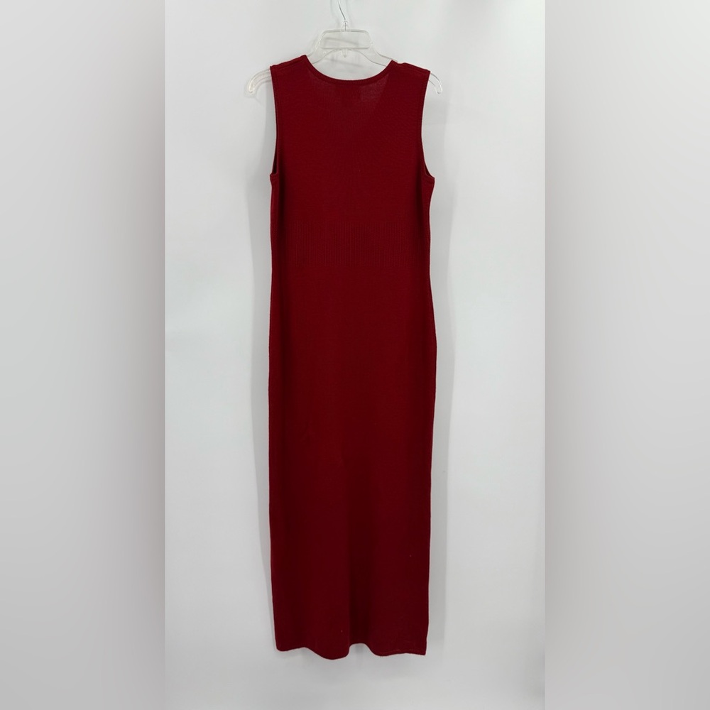 Adrianna Papell Red Sleeveless V Neck Sheath Sweater Dress